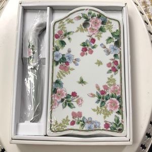 Porcelain Flowers & Berries cheese board with matching knife by Andrea Sadek